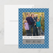 ブルーシンプルスノーフレークホリデーフォトポストカード シーズンポストカード (正面/裏面)