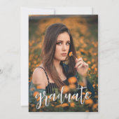 ブルーシンプルスモダンスクリプト卒業招待状 招待状 (裏面)