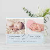 ブルーシンプルツインボーイズ誕生 案内状 (スタンド正面)