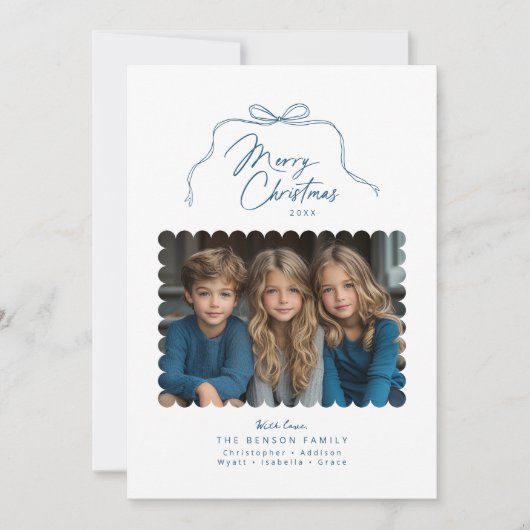 ブルーシンプルバウうろこ写真クリスマスカード シーズンカード (正面)