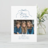 ブルーシンプルバウうろこ写真クリスマスカード シーズンカード (スタンド正面)