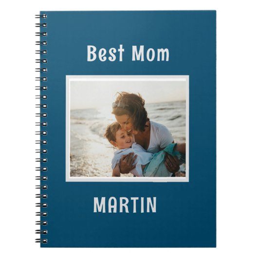 ブルーシンプルフォト名前をカスタムする ノートブック (正面)