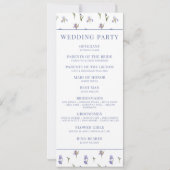 ブルーシンプルフローラエレガントなウェディングプログラムカード (裏面)