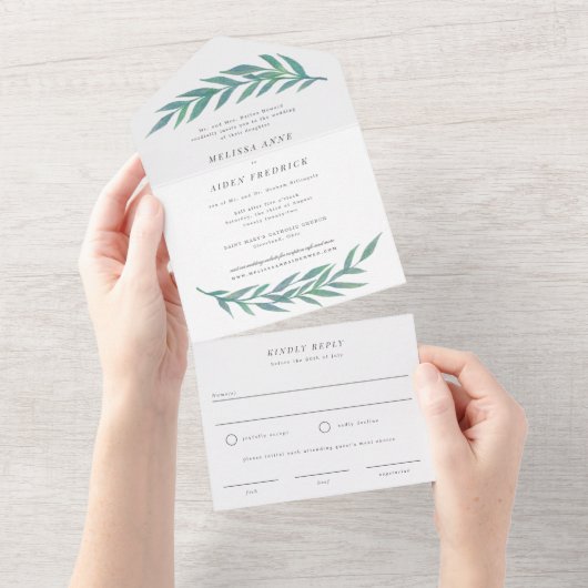 ブルーシンプルブフォーマルランテ結婚ィング オールインワン招待状 (貼ってはがせる)