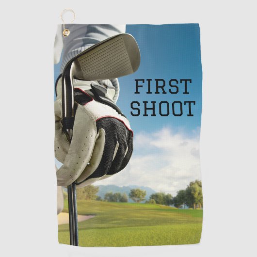 ブルーシンプルブラックミニマル最高のゴフタオル ゴルフタオル (正面)