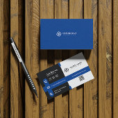 ブルーシンプルプロフェッショナルモダンQRコードスキャン可能 名刺