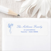 ブルーシンプルボウ差出人住所ラベル ラベル (インサイチュ)