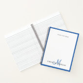 ブルーシンプルミニマルなモノグラム名 ノートブック (内部)