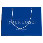ブルーシンプルミニマルビジネスのロゴショッピングバッグ ラージペーパーバッグ (正面)