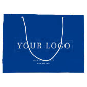 ブルーシンプルミニマルビジネスのロゴショッピングバッグ ラージペーパーバッグ (裏面)