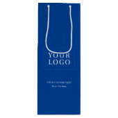 ブルーシンプルミニマルビジネスロゴワイン紙バッグ ワインギフトバッグ (正面)