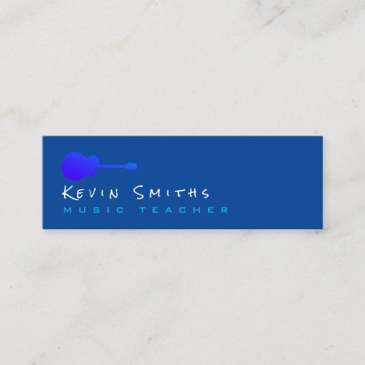 ブルーシンプルモダンギター先生 スキニー名刺 (正面)