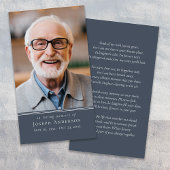 ブルーシンプルモダンフォト葬儀祈りの言葉カード