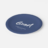 ブルーシンプルモダンブラシスクリプト卒業パーティー ペーパープレート (アングル)