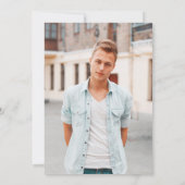 ブルーシンプルモダンブラシスクリプト卒業パーティー 招待状 (裏面)