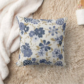 ブルーシンプルヴィニーフラワーズフローラつる植物 クッション (ブランケット)