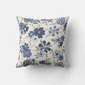 ブルーシンプルヴィニーフラワーズフローラつる植物 クッション (裏面)