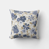 ブルーシンプルヴィニーフラワーズフローラつる植物 クッション (正面)