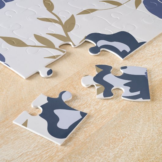 ブルーシンプルヴィニーフラワーズフローラつる植物 ジグソーパズル (側面)