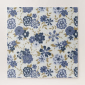 ブルーシンプルヴィニーフラワーズフローラつる植物 ジグソーパズル (縦)