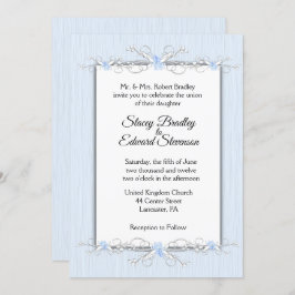 ブルーシンプル伝統的結婚式招待状 招待状