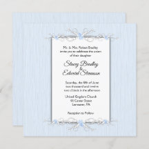 ブルーシンプル伝統的結婚式招待状