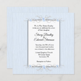 ブルーシンプル伝統的結婚式招待状 招待状