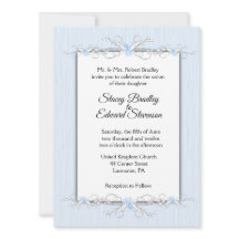 ブルーシンプル伝統的結婚式招待状