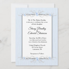 ブルーシンプル伝統的結婚式招待状 招待状