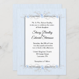 ブルーシンプル伝統的結婚式招待状 招待状