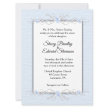 ブルーシンプル伝統的結婚式招待状