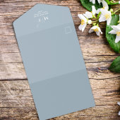 ブルーシンプル写真テンプレート結婚のQRコード オールインワン招待状