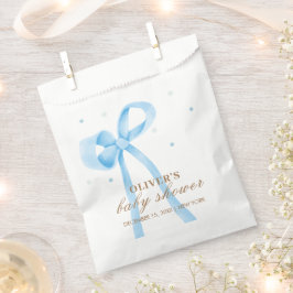 ブルーシンプル水玉模様ボウベイビーシャワー フェイバーバッグ