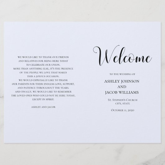 ブルーシンプル結婚の。タイポグラフィプログラム (正面)