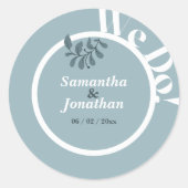 ブルーシンプル結婚封筒用シール ラウンドシール (正面)