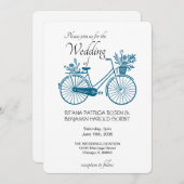ブルーシンプル自転車結婚式招待状 (正面/裏面)