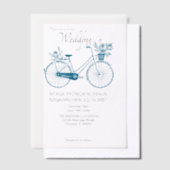 ブルーシンプル自転車結婚式招待状 ベラム紙招待状 (オフセット)