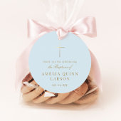 ブルーシンプル金ゴールドエレガントクロスバプテスマ《キリスト教》洗礼式や命名式 フェイバータグ