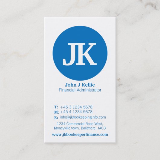 ブルーシンプル&ホワイトサークルのファイナンスの名刺 名刺 (正面)