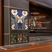 ブルーシンメトリカルマルゲライトデイジー 芸術的 タイル