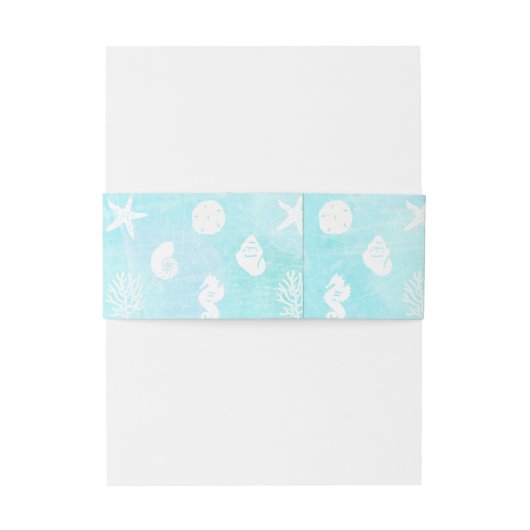 ブルーシーかわいらしサイドシーシェル結婚ズ 招待状ベリーバンド (裏面例)