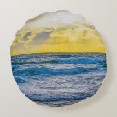 ブルーシーに沈む黄色い夕日 ラウンドクッション (裏面)