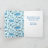 ブルーシーアニマルズカニシェルボーイ誕生日写真 カード (内部)