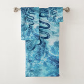 ブルーシーウェーブアンドタコグラフィックヴィンテージスケッチ バスタオルセット (インサイチュ)