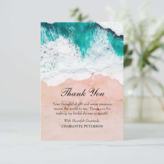 ブルーシーウェーブズビーチテーマブライダルシャワー サンキューカード (スタンド正面)