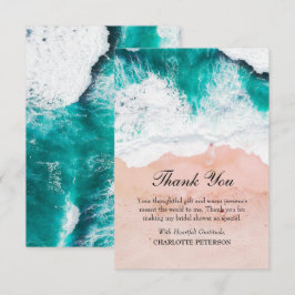 ブルーシーウェーブズビーチテーマブライダルシャワー サンキューカード