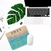 ブルーシーエレガントウォーターサンディビーチ2024カレンダー マウスパッド