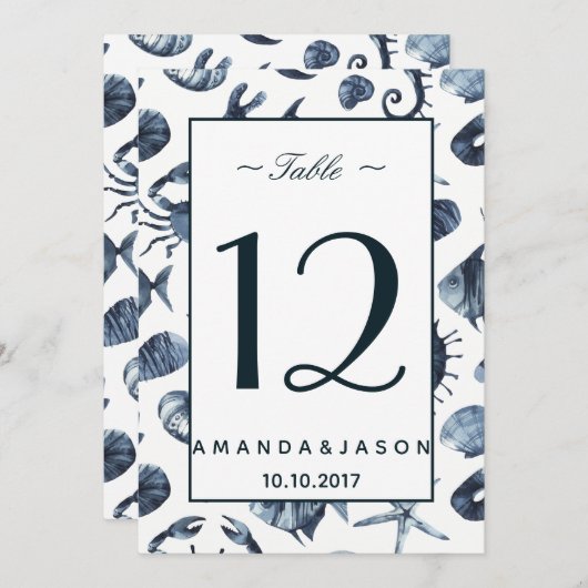 ブルーシーオース | 海事 結婚式テーブルカード 招待状 (正面/裏面)