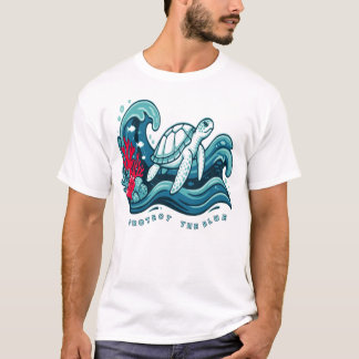 ブルーシーガメ海洋保護Tシャツ Tシャツ