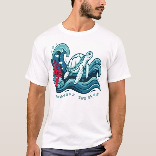 ブルーシーガメ海洋保護Tシャツ Tシャツ (正面)